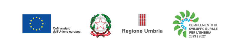 Loghi Istituzionali: Unione Europea, Repubblica Italiana, Regione Umbria, Complemento di Sviluppo Rurale per l'Umbria 2023 | 2027